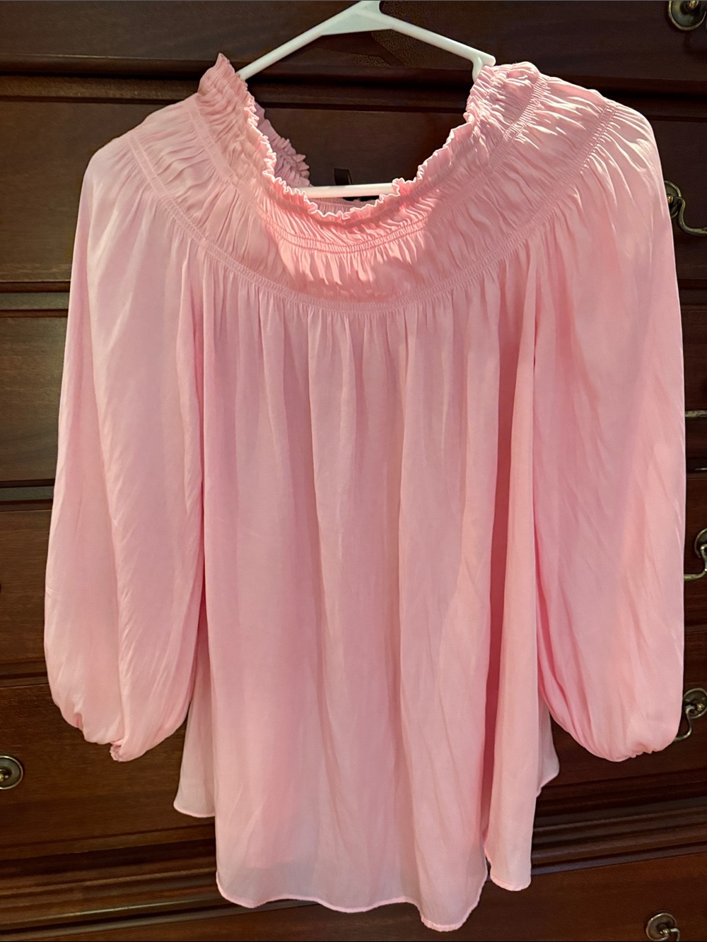 Versona Pink Smocked Neck Blouse